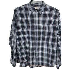 Carbon 2 Cobalt Flannel Shirt Sz Large Black Orange Plaid Outdoor Hiking Camping